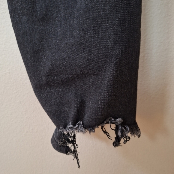 Risen Womens Distressed High Rise Black Skinny Jeans Stretch Crop Size 29 - Picture 8 of 10